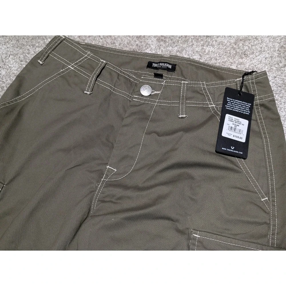 True Religion Men Pants‎ Size 36x32 Baggy Cargo Pants NWT Color Kalamata